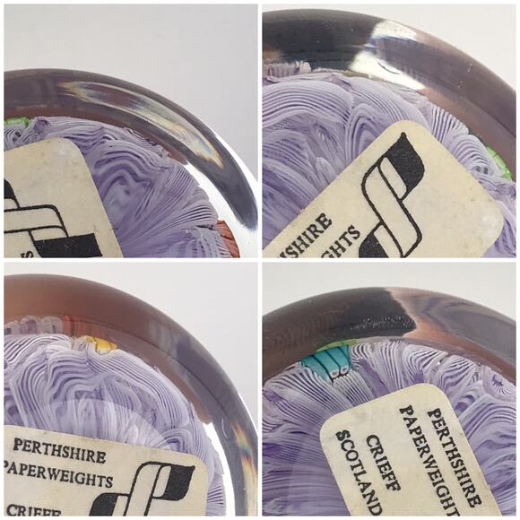 Perthshire PP47 1985 Millefiori Picture Cane Cat Bird Amethyst Paperweight Cert - Picture 12 of 16